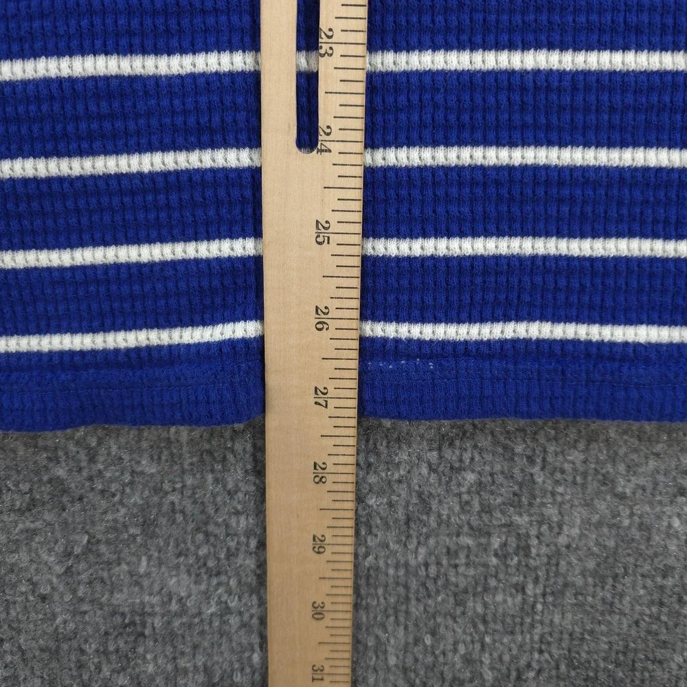Vintage Polo Ralph Lauren Hoodie Mens L Blue Striped Thermal Henley Pony Logo